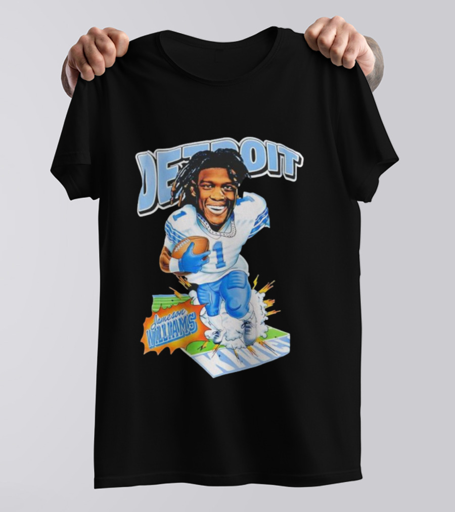 Jameson Williams Detroit Lions NFL Football Caricature Starburst T-Shirt