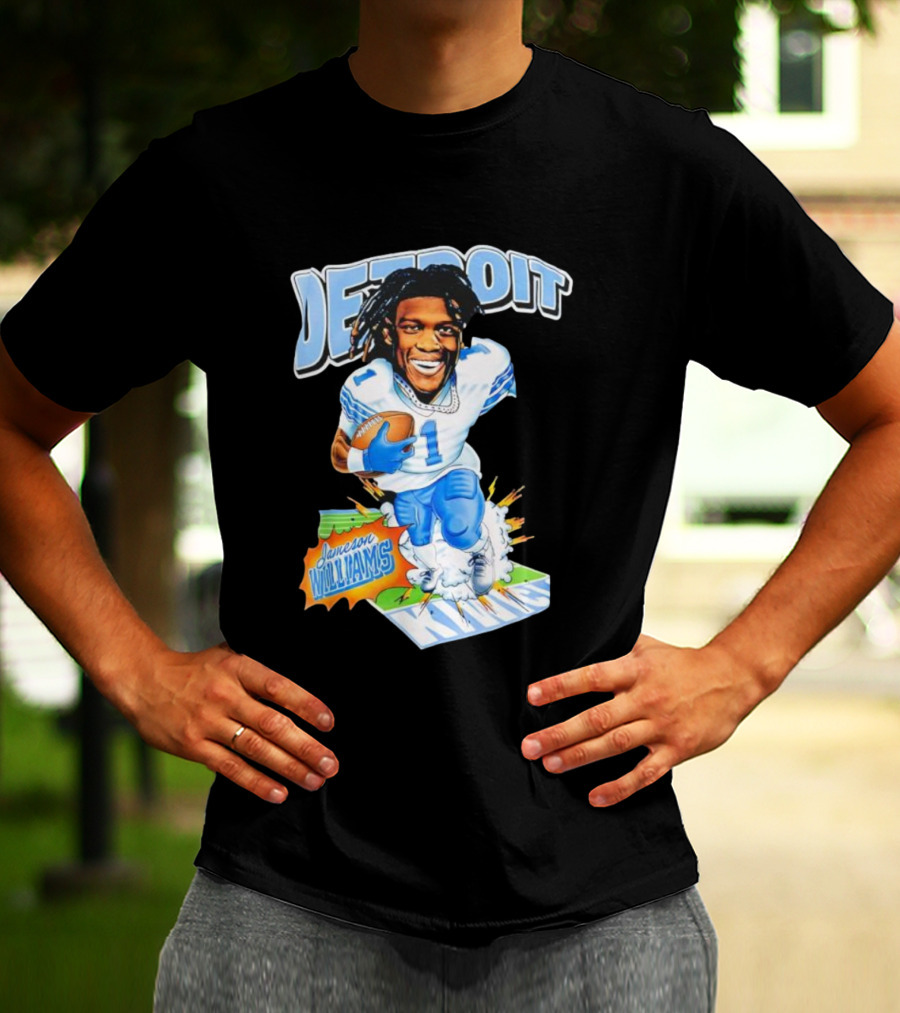 Jameson Williams Detroit Lions NFL Football Caricature Starburst T-Shirt