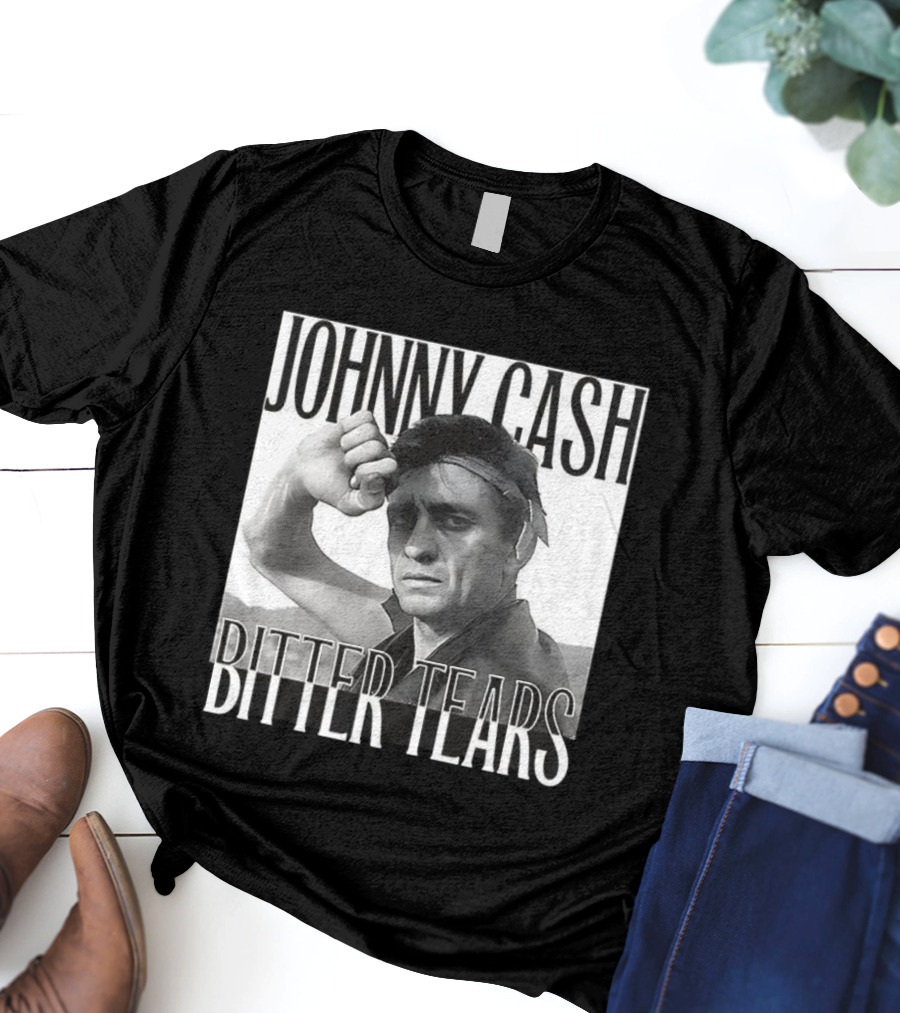 Johnny Cash Bitter Tears Monochrome Illustration T-Shirt