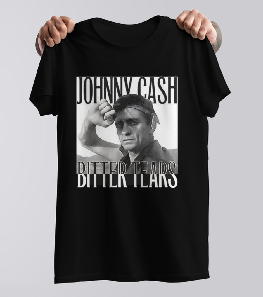 Johnny Cash Bitter Tears Monochrome Illustration T-Shirt