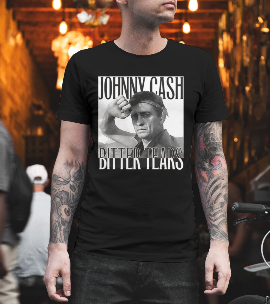 Johnny Cash Bitter Tears Monochrome Illustration T-Shirt