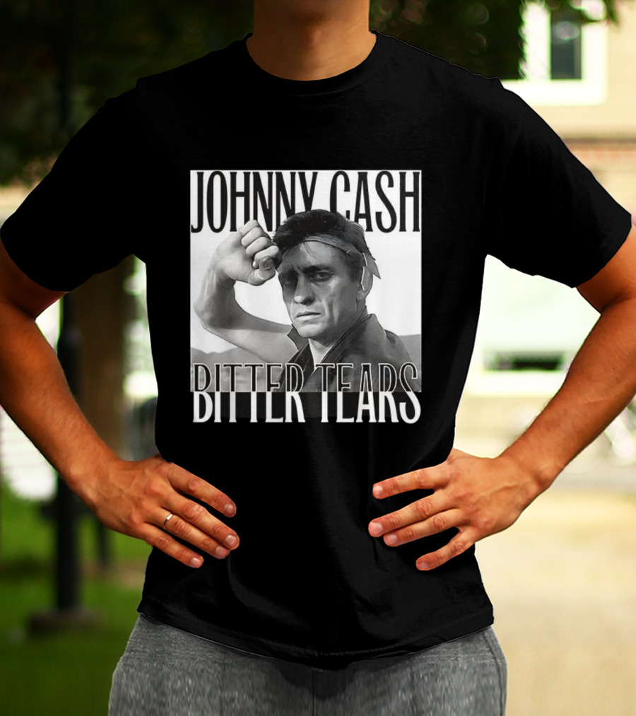 Johnny Cash Bitter Tears Monochrome Illustration T-Shirt