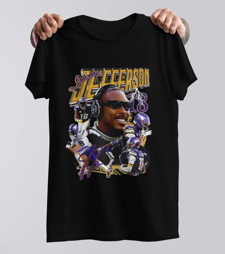 Justin Jefferson Minnesota Vikings Number 18 Signature Jett T-Shirt