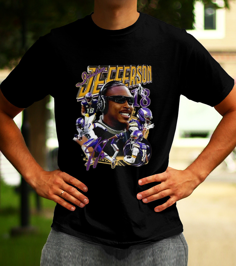 Justin Jefferson Minnesota Vikings Number 18 Signature Jett T-Shirt
