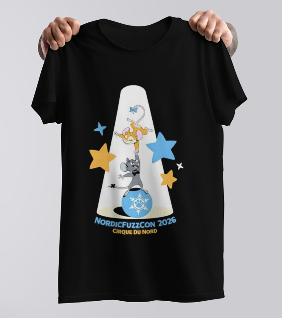 NordicFuzzCon 2026 Cirque Du Nord Mice Balancing Act Stars T-Shirt
