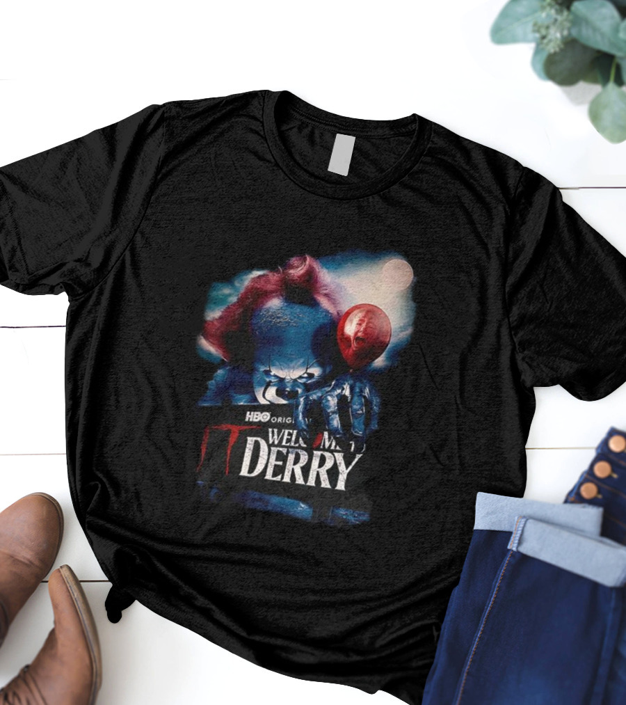 HBO Original IT Pennywise Clown Welcome To Derry Horror Balloons T-Shirt