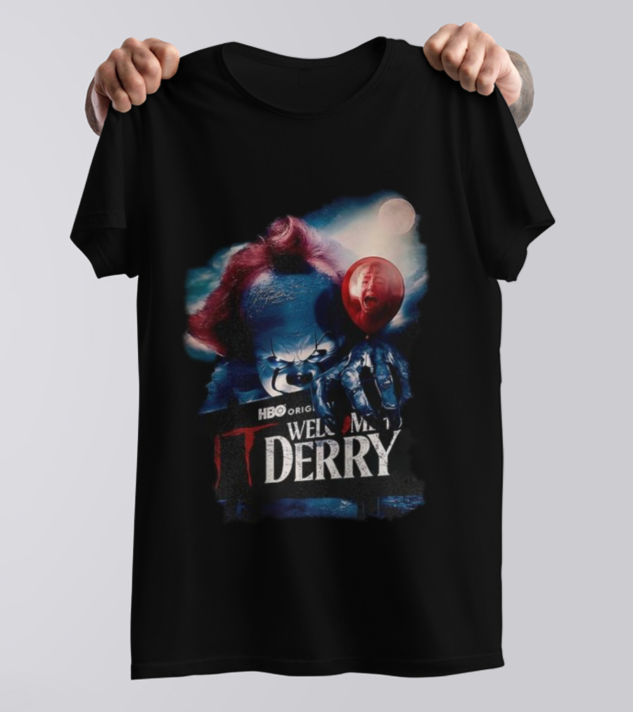 HBO Original IT Pennywise Clown Welcome To Derry Horror Balloons T-Shirt