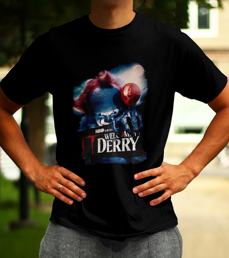 HBO Original IT Pennywise Clown Welcome To Derry Horror Balloons T-Shirt