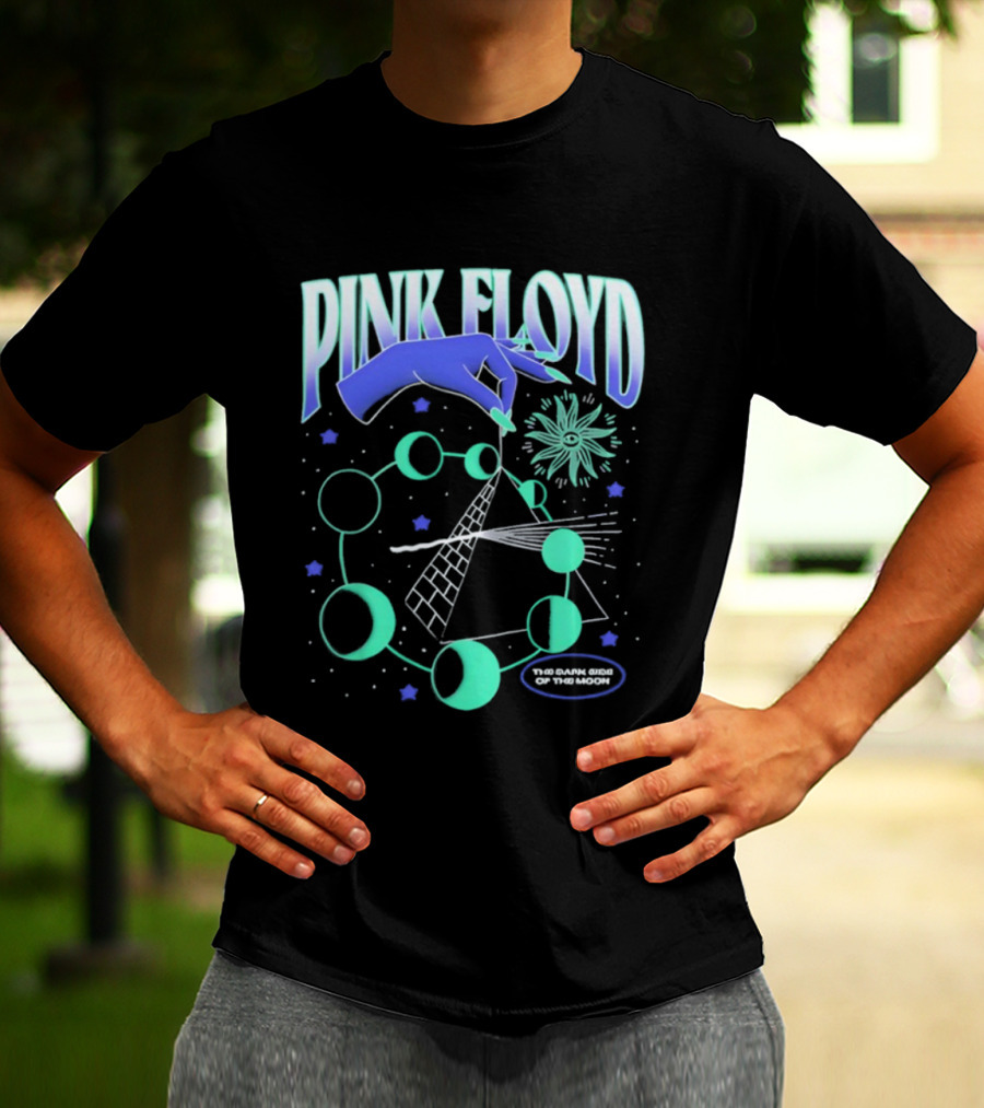 Pink Floyd The Dark Side Of The Moon Pyramid And Hand Graphic T-Shirt