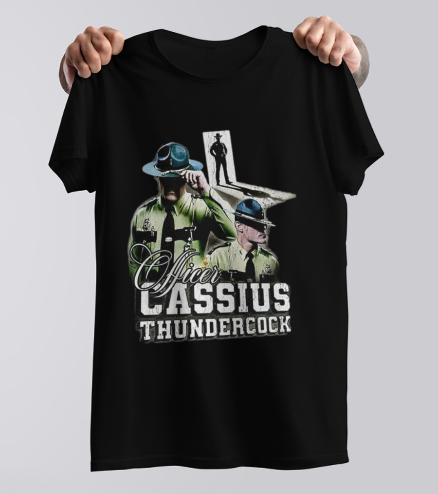 Officer Cassius Thundercock Police Silhouette Tribute T-Shirt