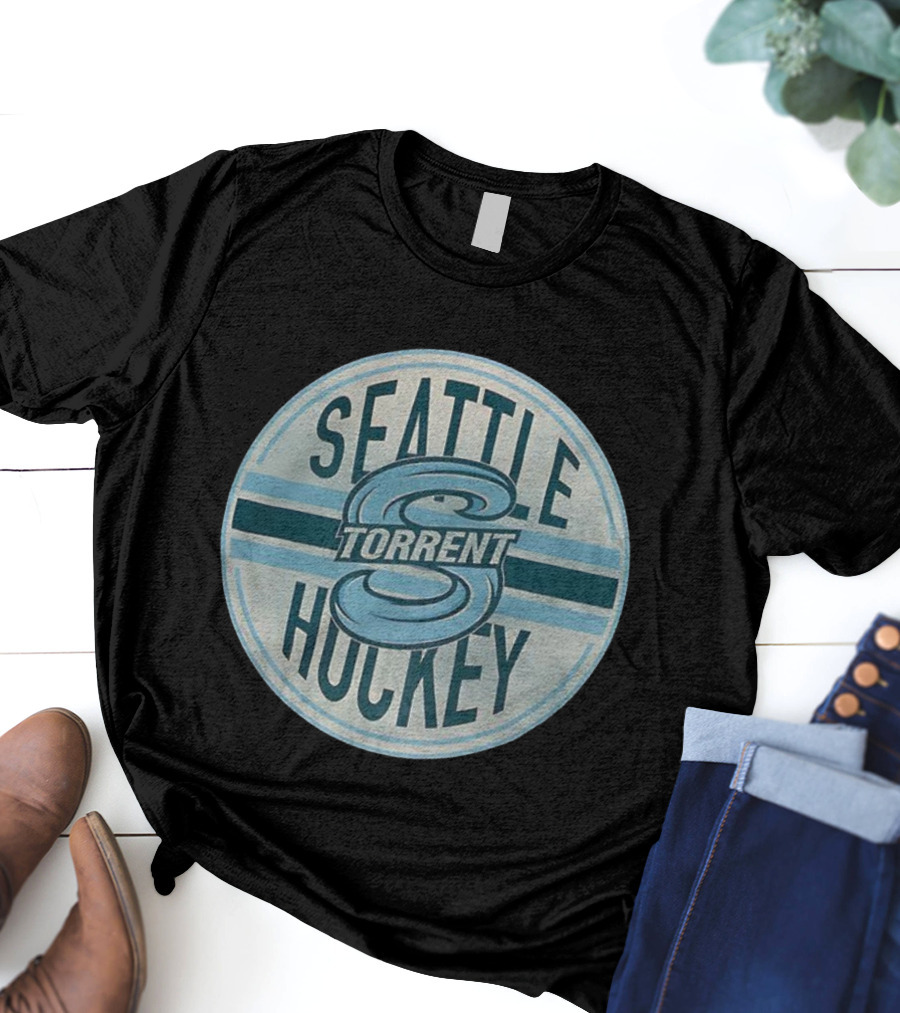 Seattle Torrent Hockey S Emblem Blue Circle Design T-Shirt