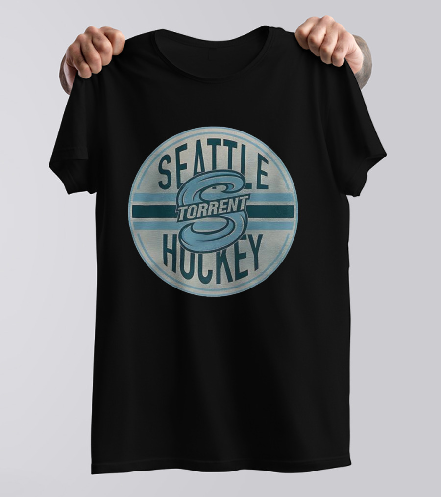 Seattle Torrent Hockey S Emblem Blue Circle Design T-Shirt