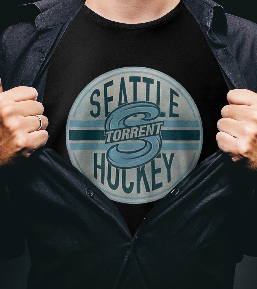 Seattle Torrent Hockey S Emblem Blue Circle Design T-Shirt