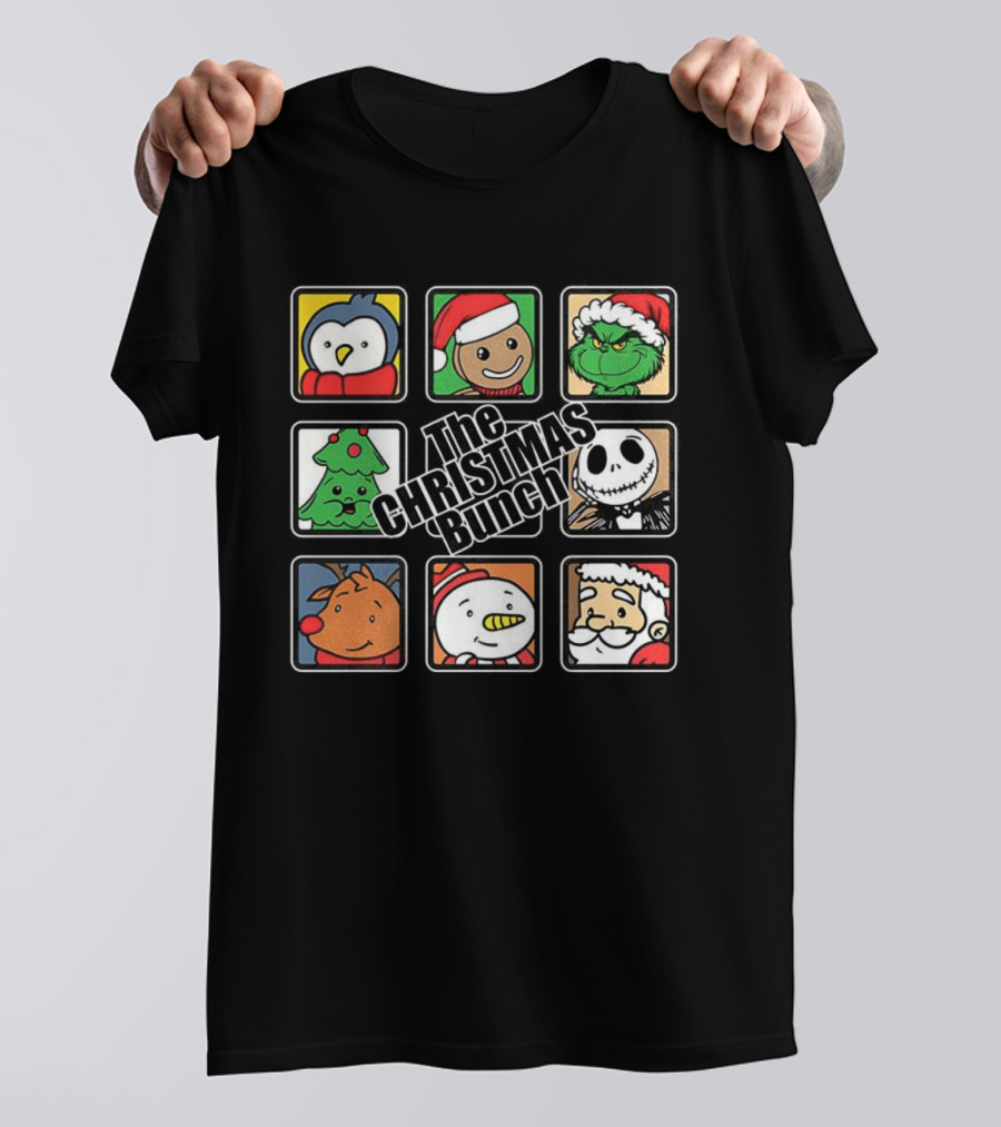 The Christmas Bunch Penguin Gingerbread Grinch Tree Skeleton Reindeer Snowman Santa T-Shirt