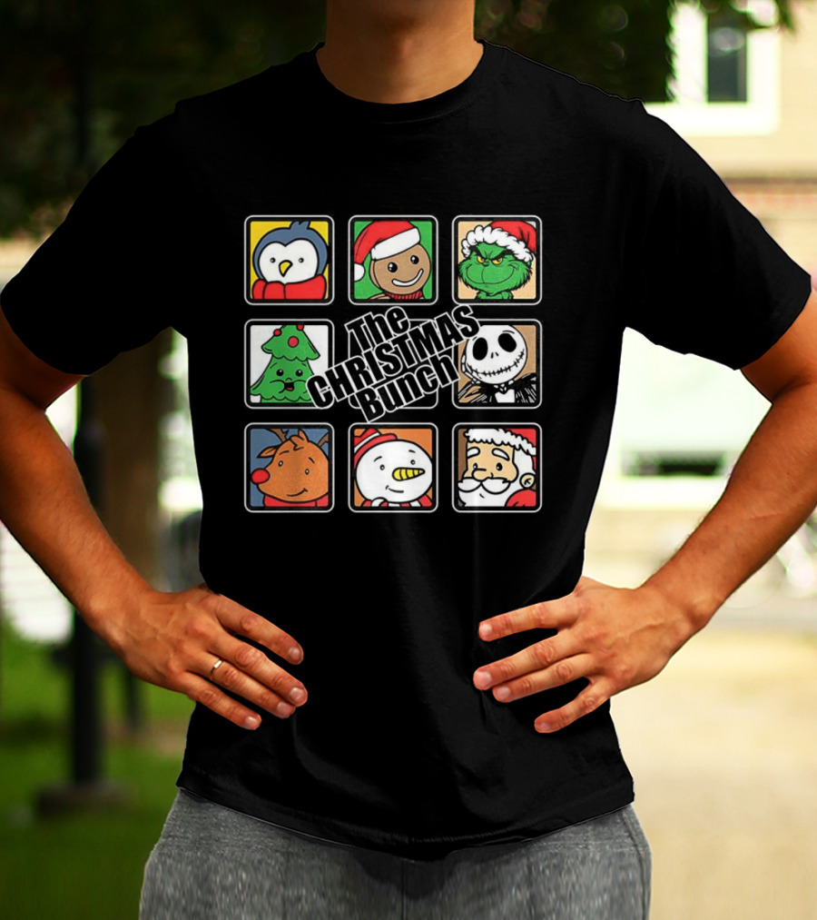 The Christmas Bunch Penguin Gingerbread Grinch Tree Skeleton Reindeer Snowman Santa T-Shirt