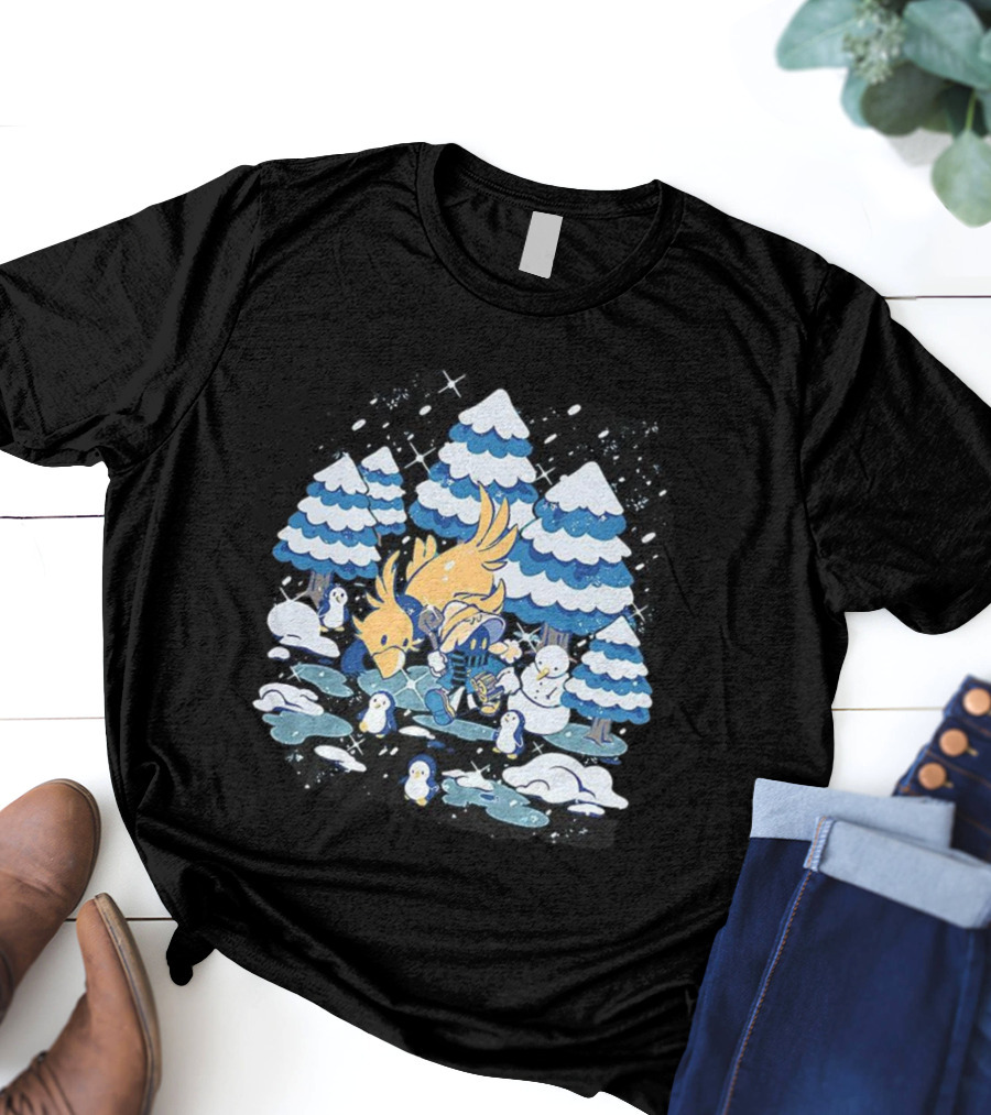 Vivi Ornitier Chocobo Final Fantasy Winter Wonderland Scene T-Shirt