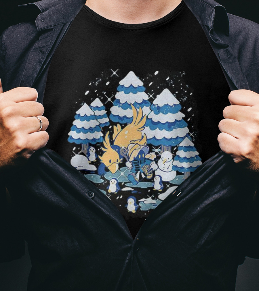 Vivi Ornitier Chocobo Final Fantasy Winter Wonderland Scene T-Shirt