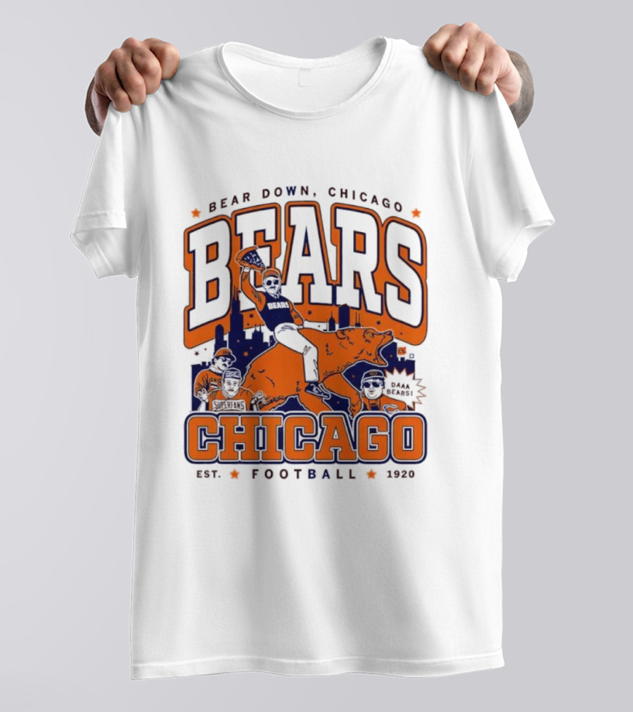 Bear Down Chicago Bears Est 1920 Football Skyline Daa Bears T-Shirt