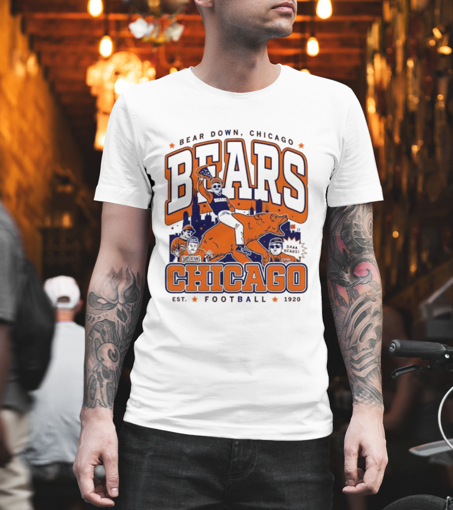 Bear Down Chicago Bears Est 1920 Football Skyline Daa Bears T-Shirt