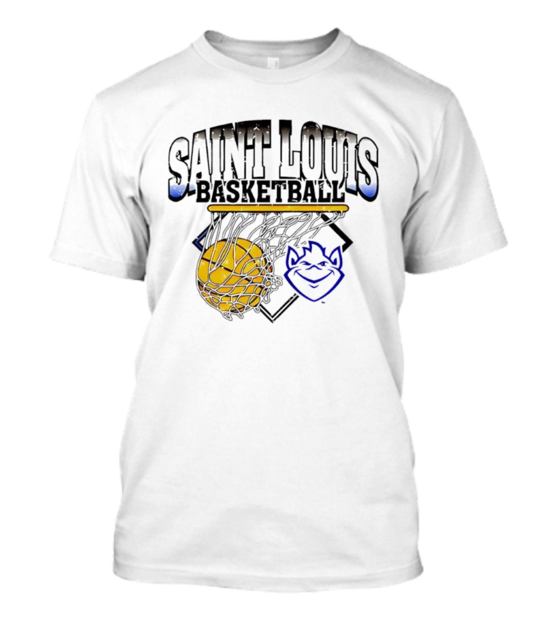 Saint Louis Basketball Billiken Mascot Yellow Basketball T-Shirt