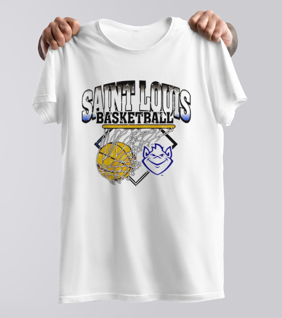 Saint Louis Basketball Billiken Mascot Yellow Basketball T-Shirt