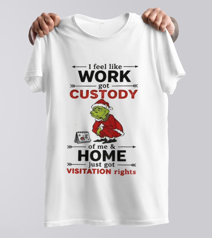 Grinch Santa Hat Work Got Custody Home Visitation Rights T-Shirt