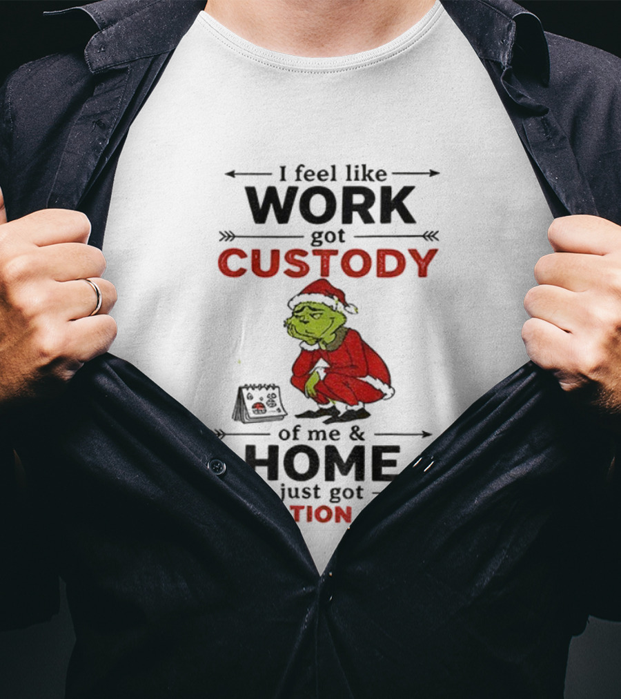 Grinch Santa Hat Work Got Custody Home Visitation Rights T-Shirt