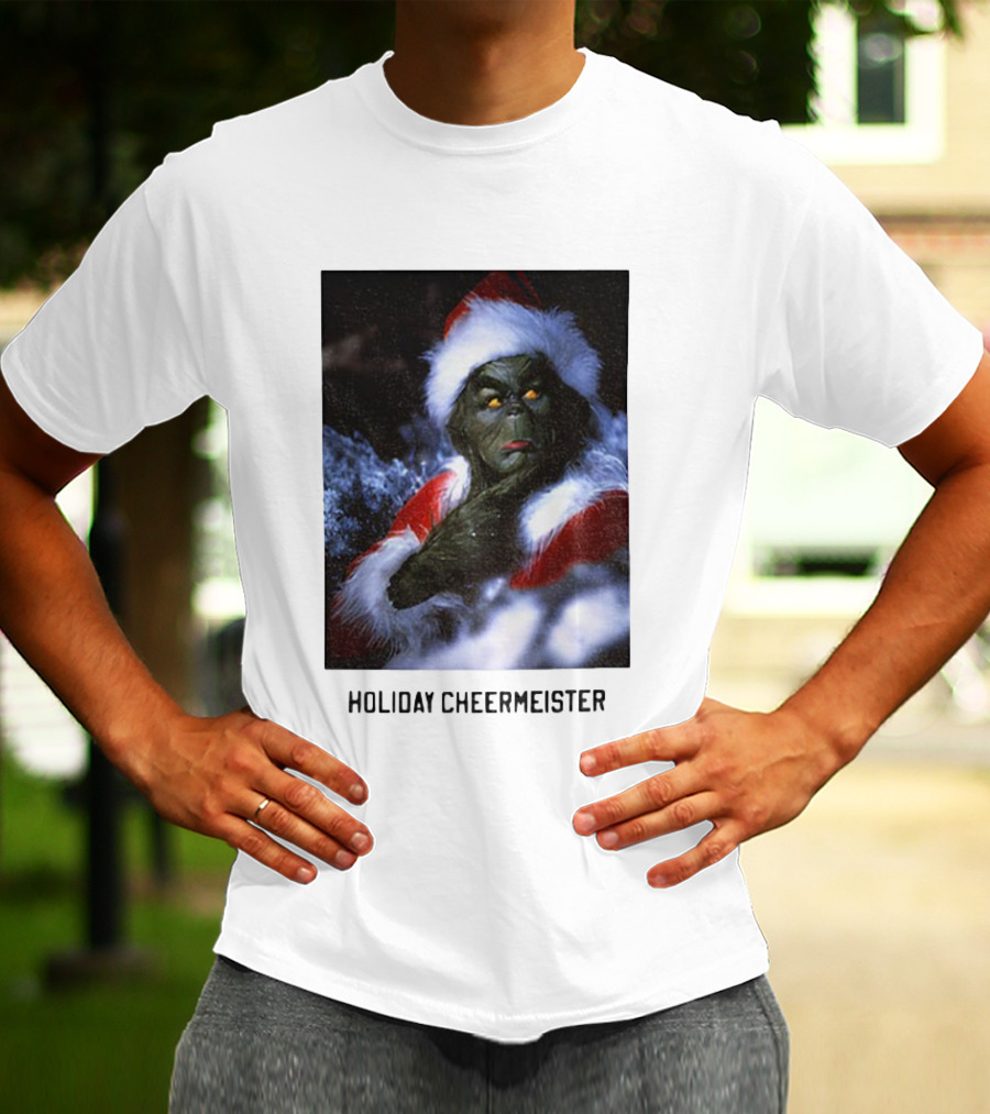 Holiday Cheermeister Funny Christmas Grinch Monster Santa Hat T-Shirt