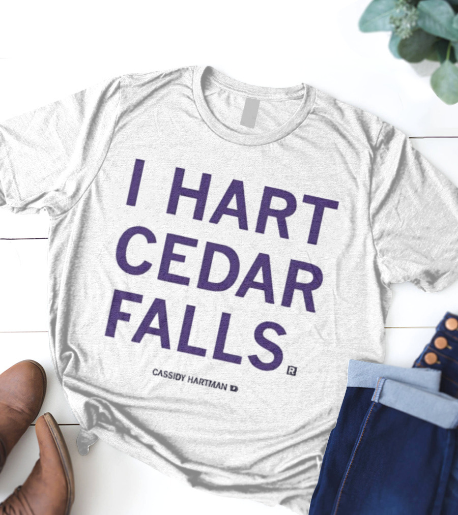 I Hart Cedar Falls Black Text T-Shirt
