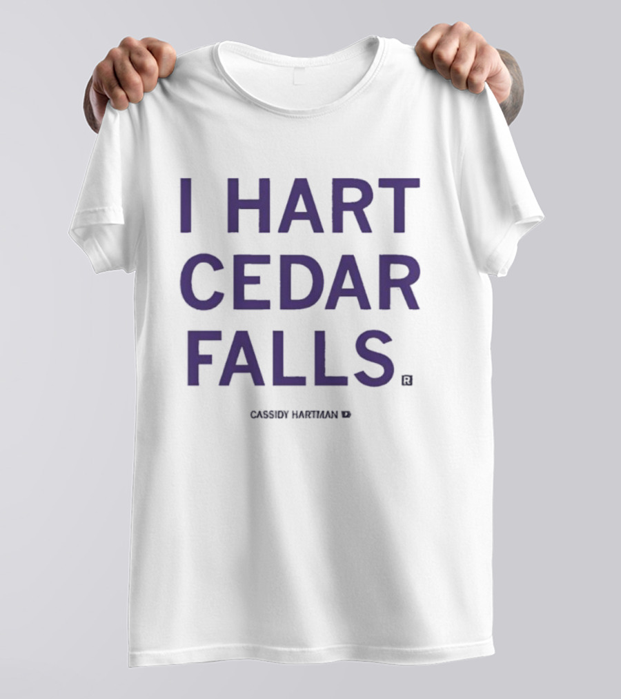 I Hart Cedar Falls Black Text T-Shirt