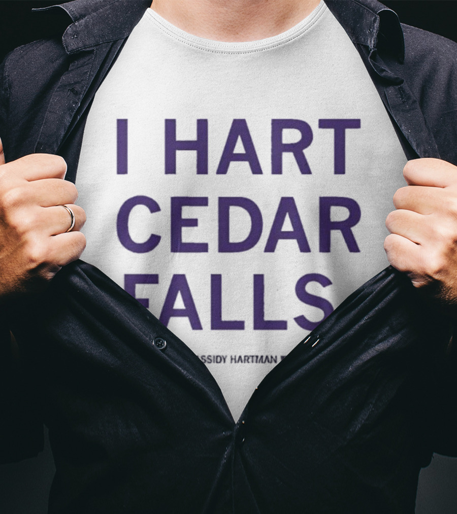 I Hart Cedar Falls Black Text T-Shirt