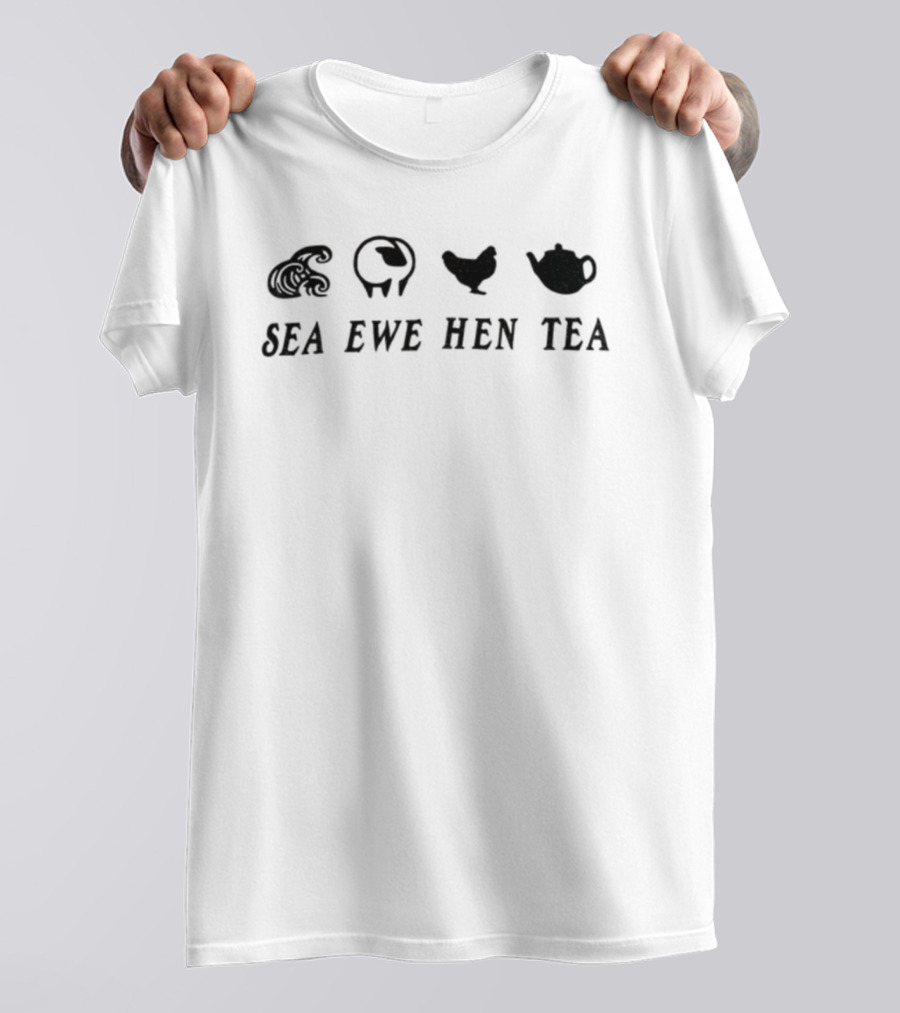 Sea Ewe Hen Tea Wordplay Emoji Puzzle T-Shirt