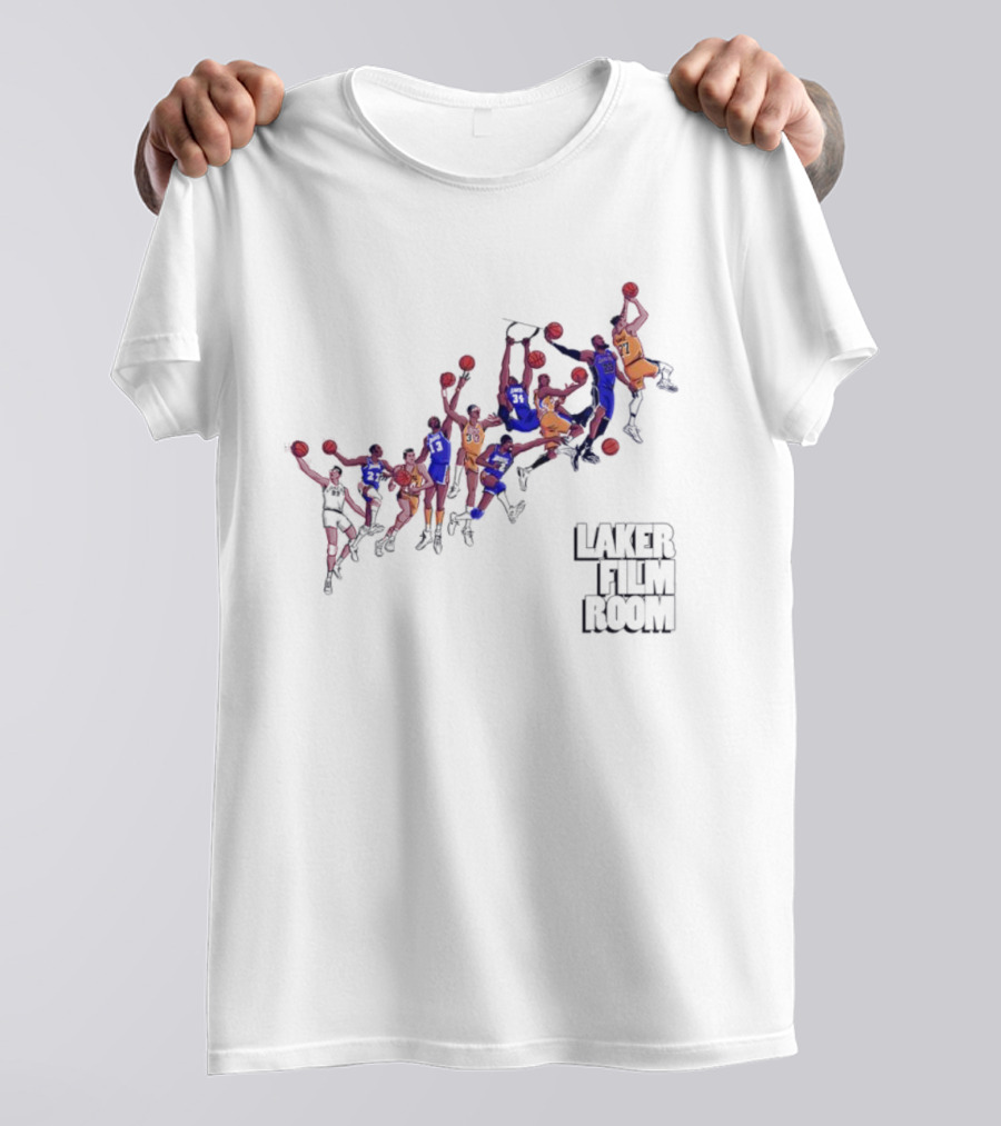 Laker Film Room Los Angeles Lakers Players Dunking Action Sequence T-Shirt
