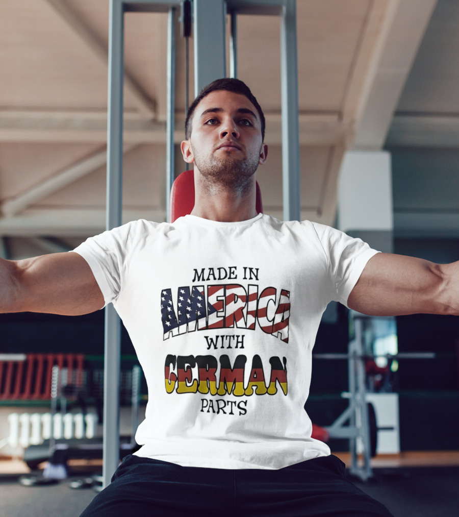 Made In America With German Parts USA Flag Stars Stripes German Flag Colors T-Shirt