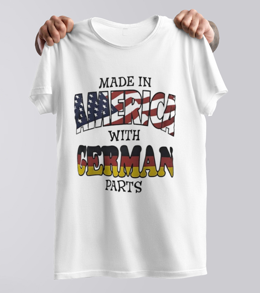 Made In America With German Parts USA Flag Stars Stripes German Flag Colors T-Shirt