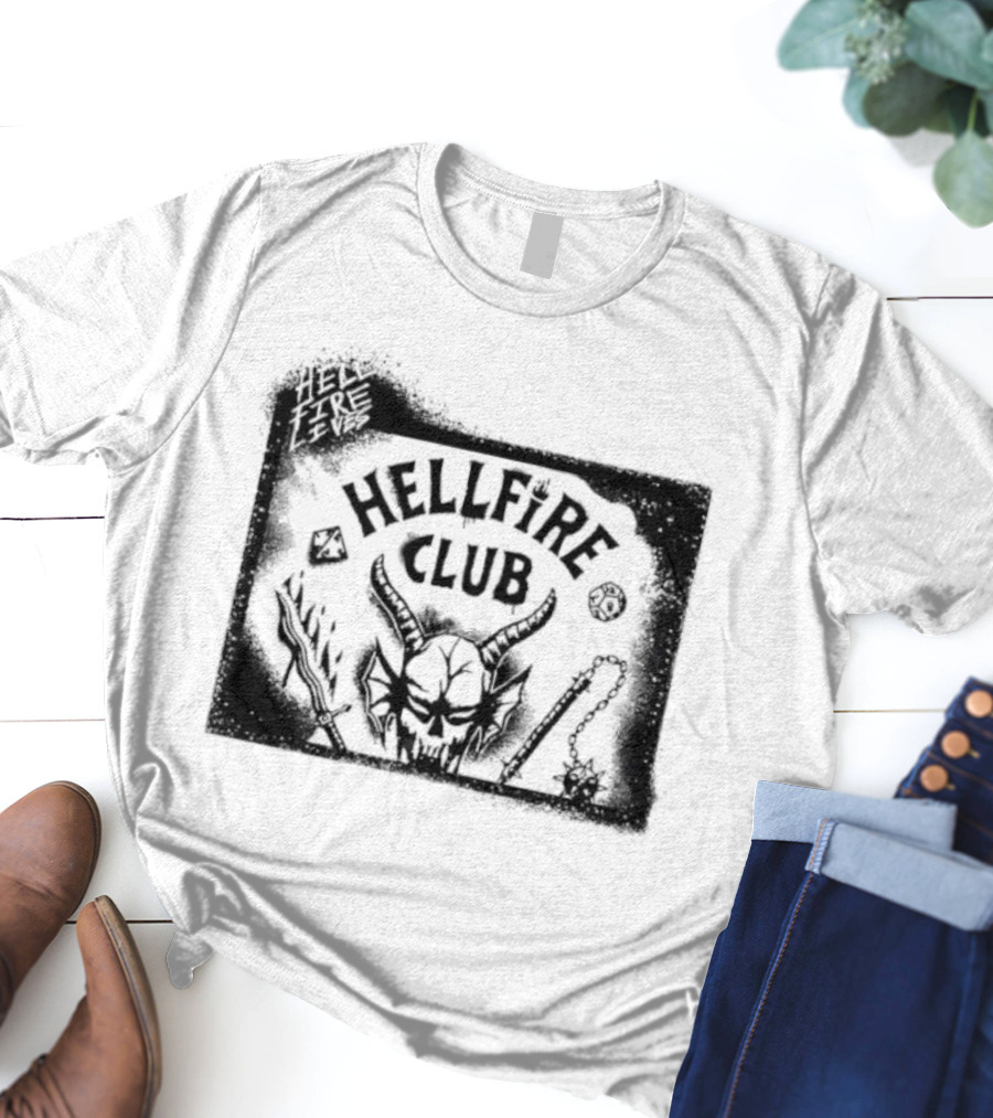 Stranger Things Hellfire Club Skull And Dice Graphic Vintage T-Shirt