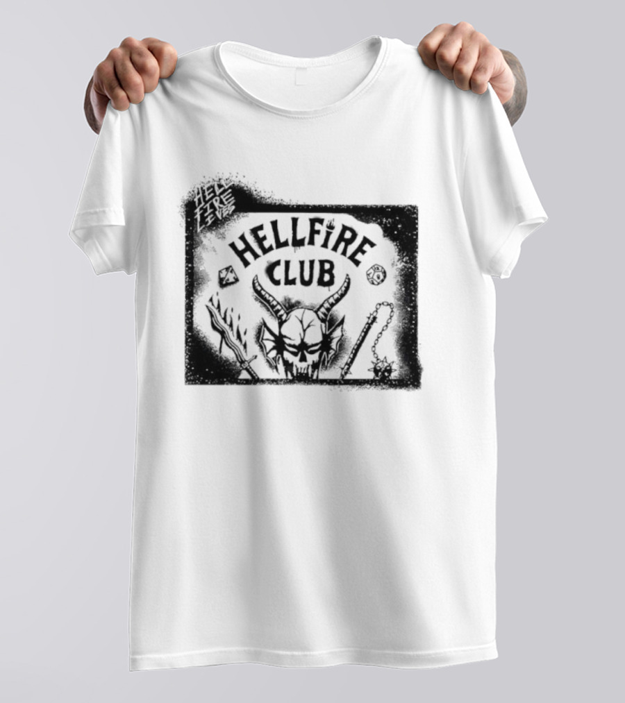 Stranger Things Hellfire Club Skull And Dice Graphic Vintage T-Shirt