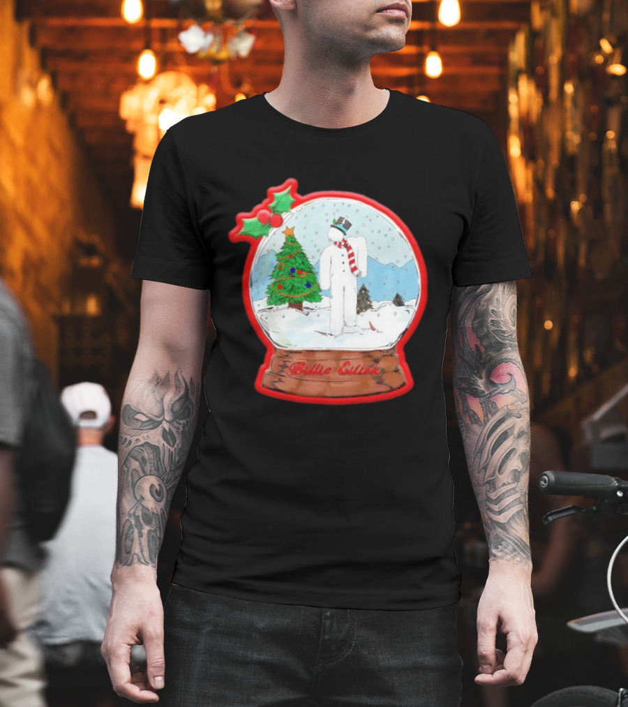 Billie Eilish Blohsh Christmas Snowglobe Ornament T-Shirt