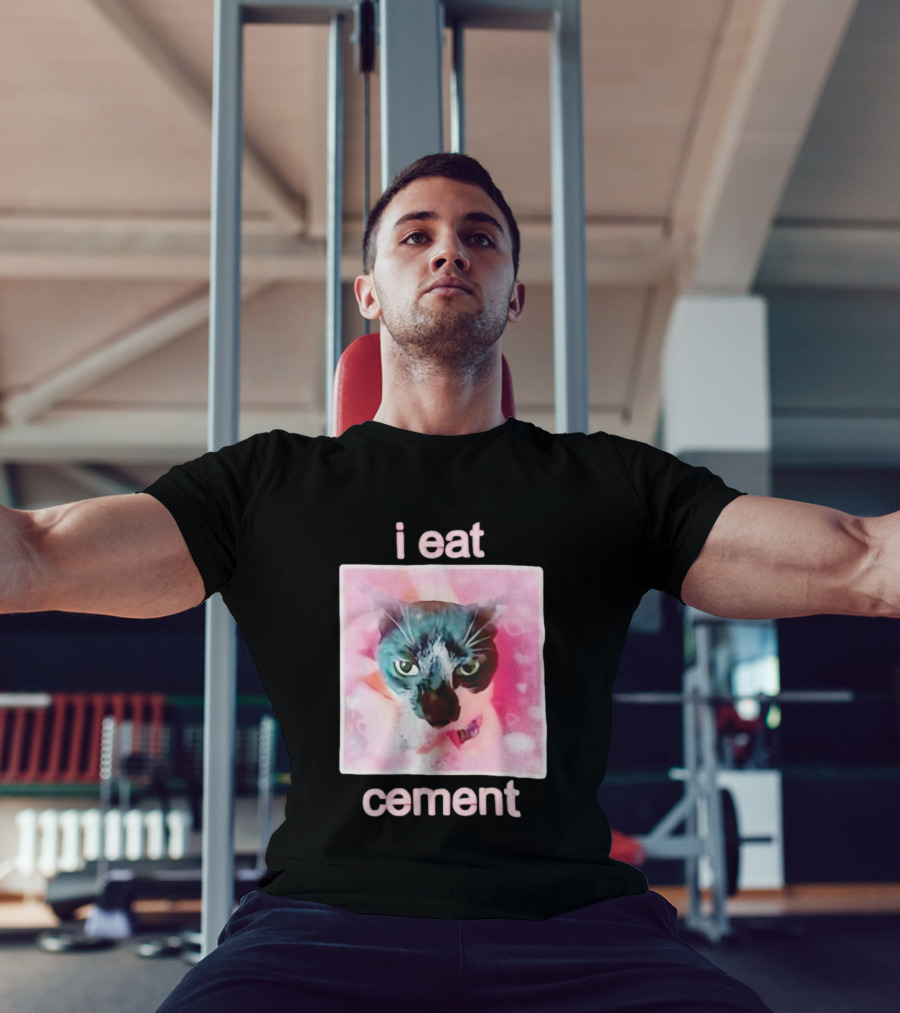 I Eat Cement Cat Funny Pink Meme T-Shirt