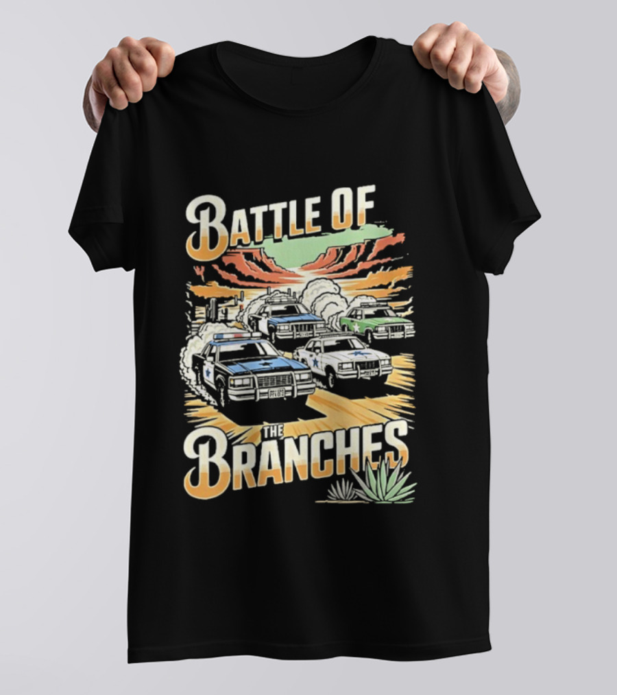Battle Of The Branches Desert Race Police Car Vintage T-Shirt