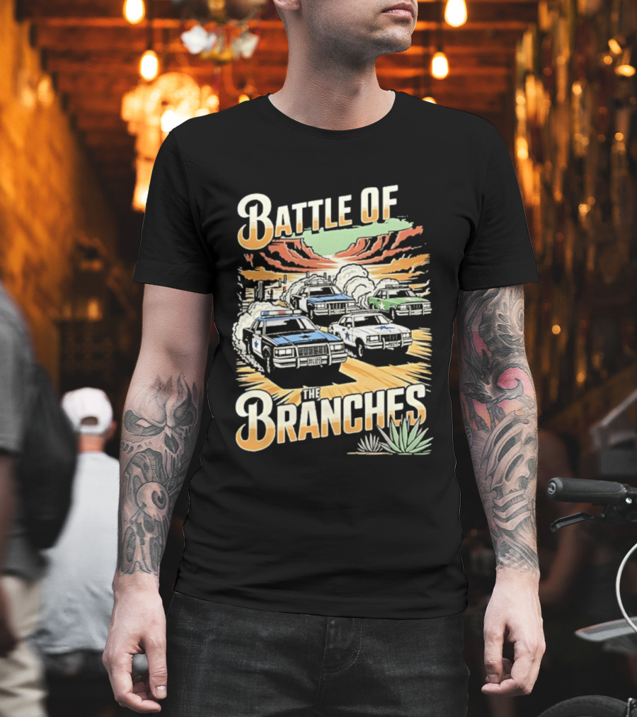Battle Of The Branches Desert Race Police Car Vintage T-Shirt