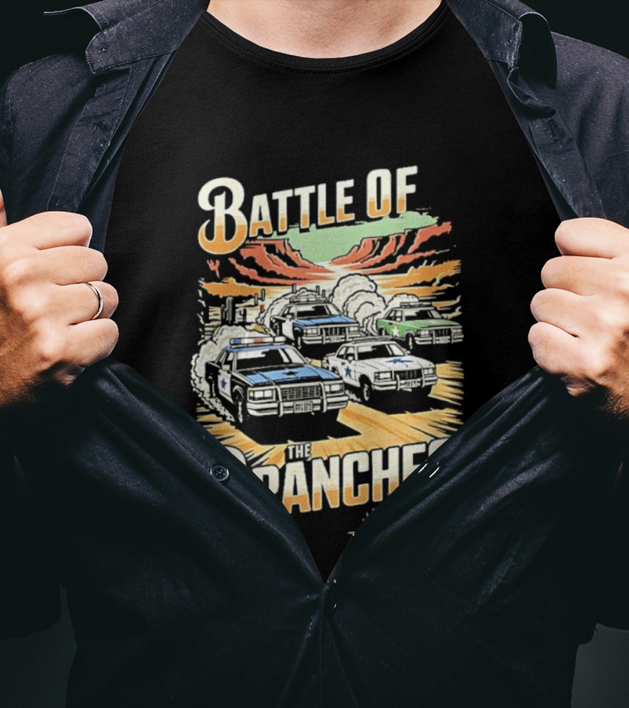 Battle Of The Branches Desert Race Police Car Vintage T-Shirt