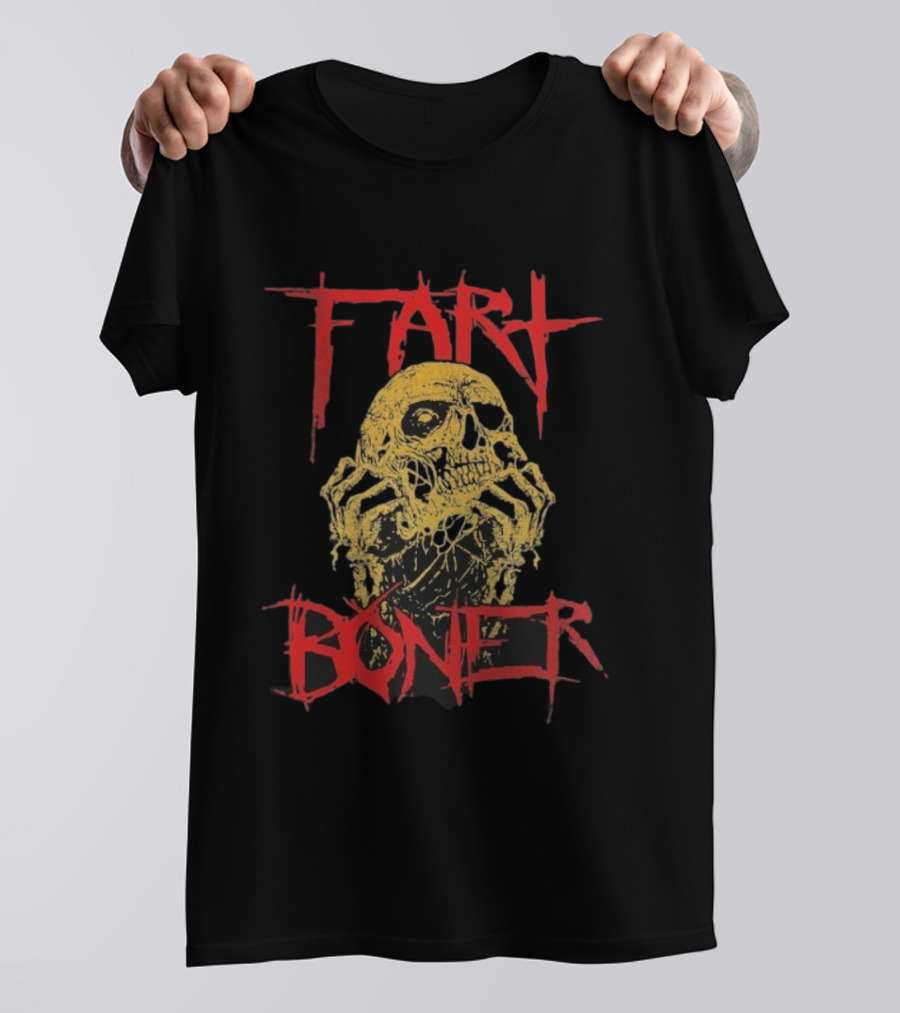 Fart Boner Skull Horror Punk Style Skeleton Yellow Red T-Shirt