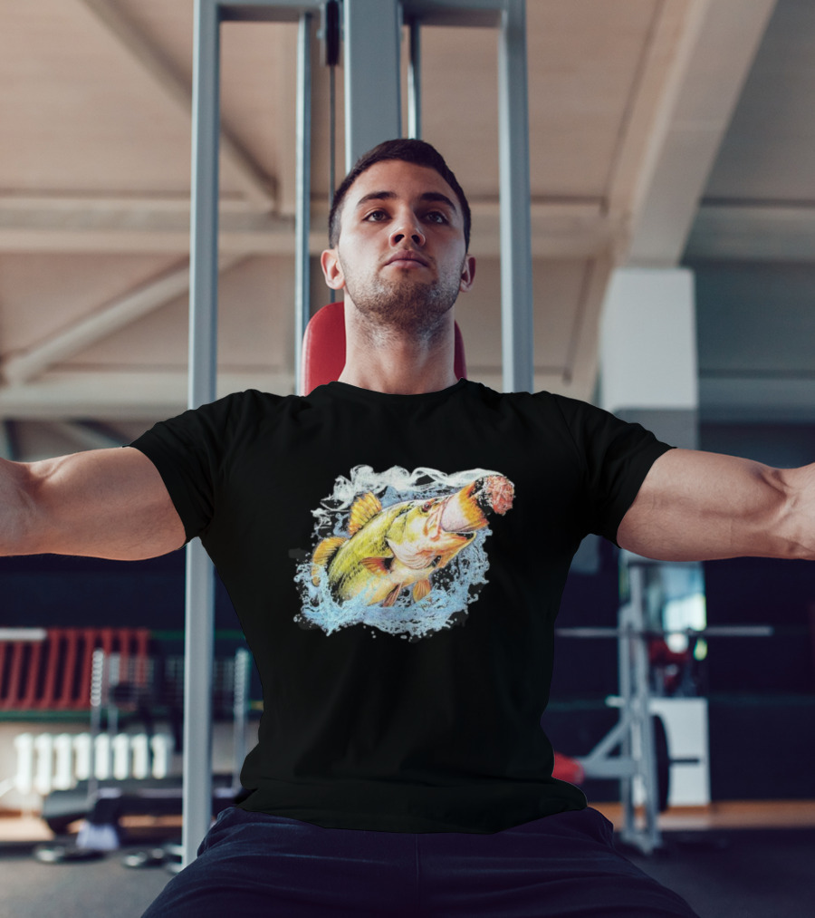 Fish Smokin A Bigass Doink Surreal Aquatic Design T-Shirt