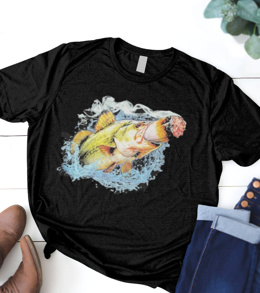 Fish Smokin A Bigass Doink Surreal Aquatic Design T-Shirt