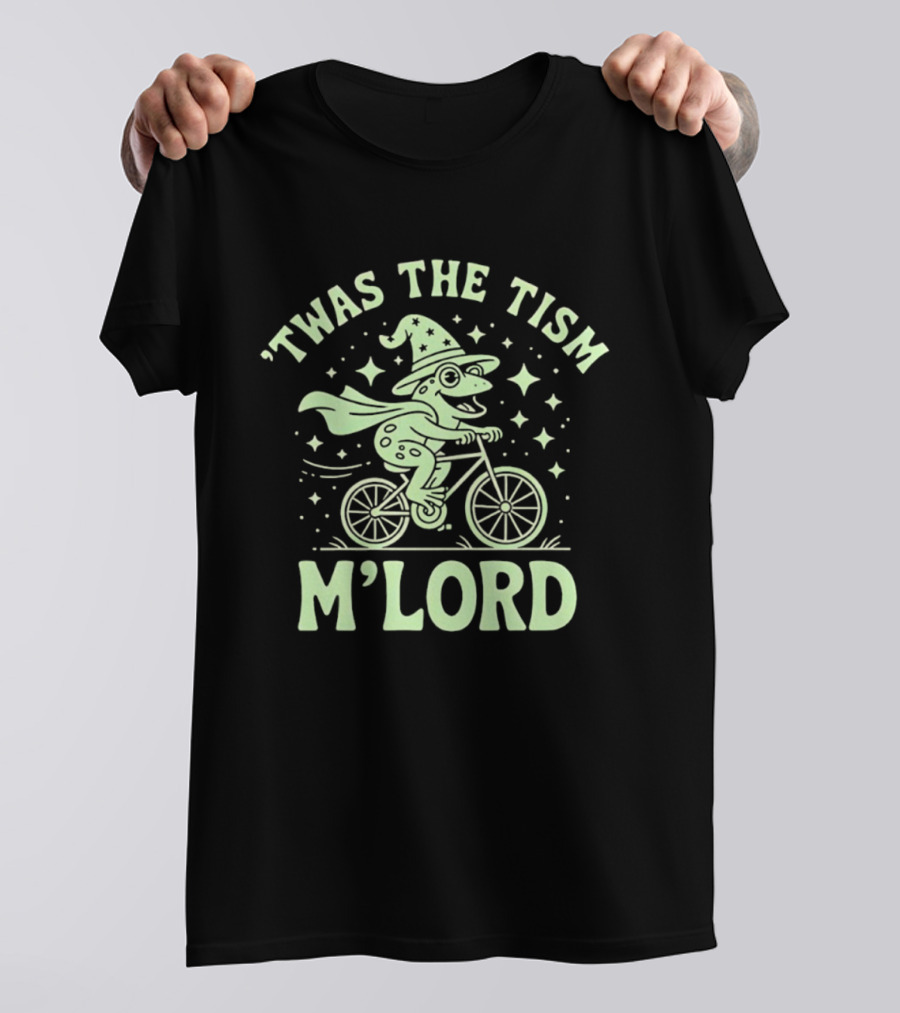 ‘Twas The Tism M’Lord Frog Witch Riding Bicycle T-Shirt