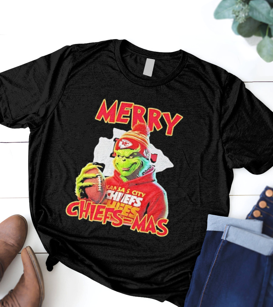 Merry Chiefsmas Grinch Kansas City Chiefs Football T-Shirt