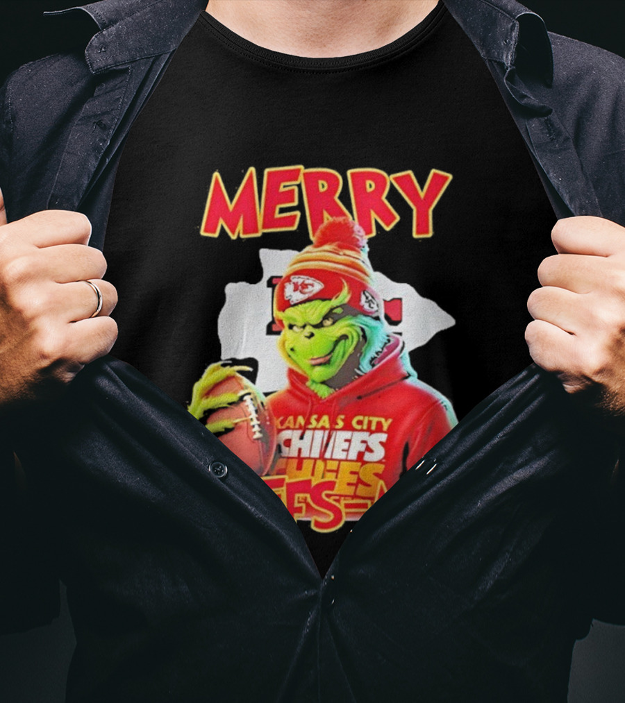 Merry Chiefsmas Grinch Kansas City Chiefs Football T-Shirt