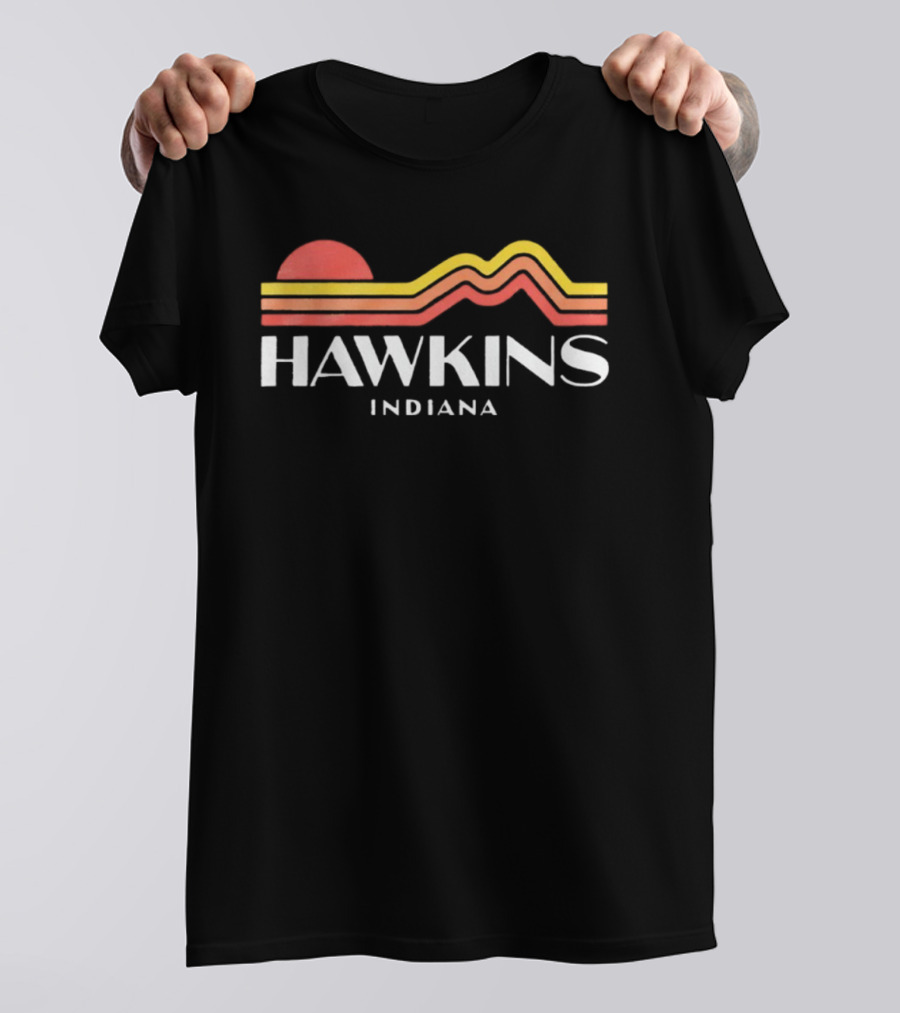 Hawkins Indiana Retro Sunset Christmas TV Show T-Shirt