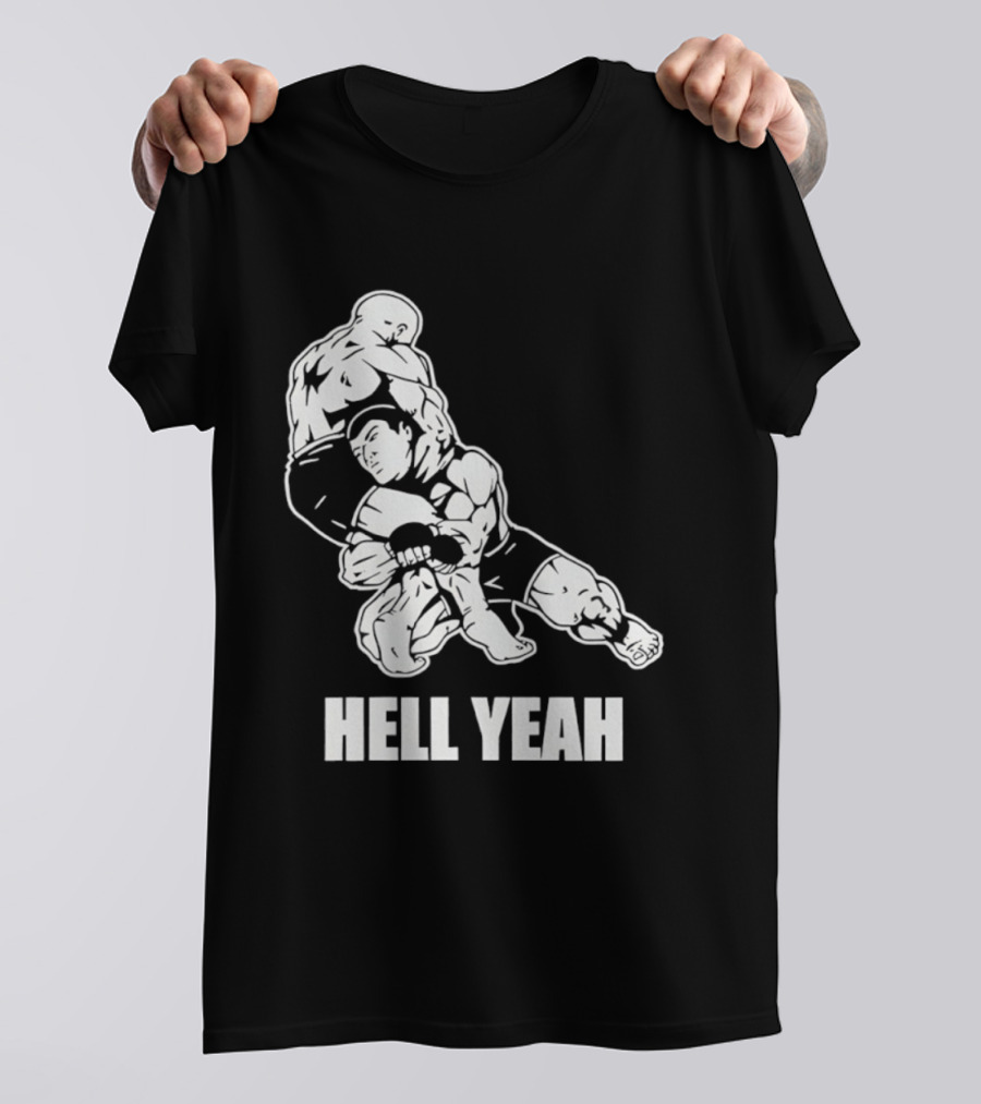 Hell Yeah Double Leg Takedown Wrestling Action T-Shirt